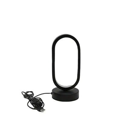 Decorbites™ black oval led bedside decorative lamp with sleek usb charging cable for bedroom bedside lighting