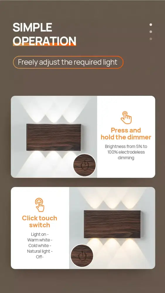 DecorBites™ led wall sconce battery operated wall sconce with touch controls and sleek wall-mounted design