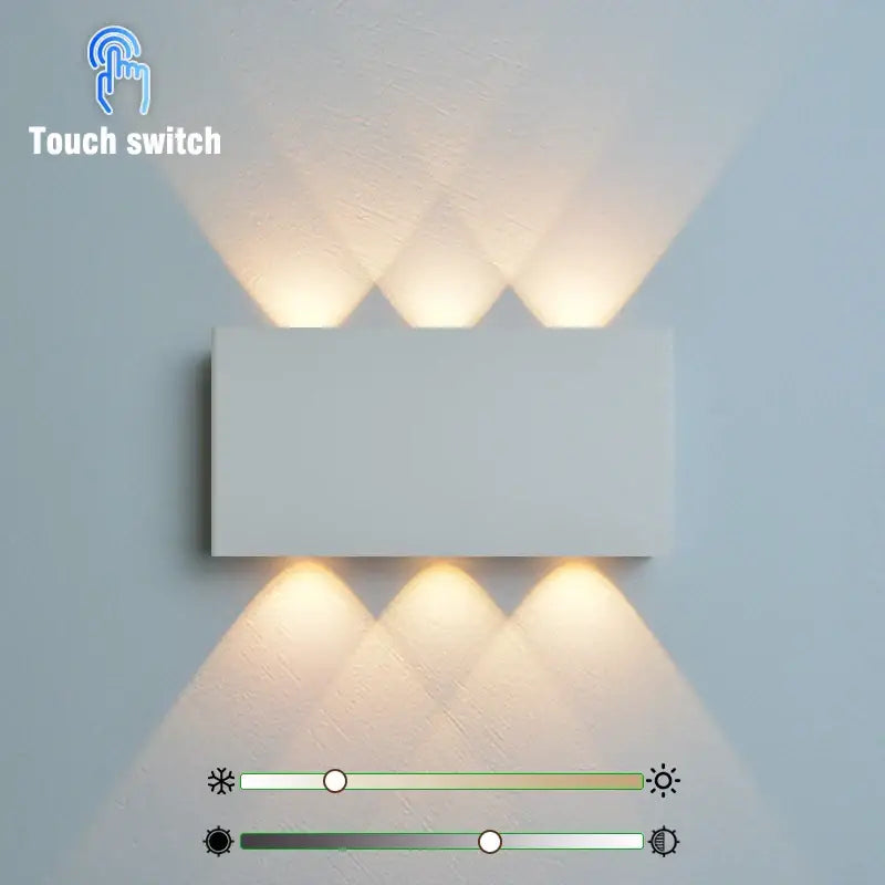 Rectangular decorbites™ led wall sconce battery operated in brushed metal for modern indoor lighting
