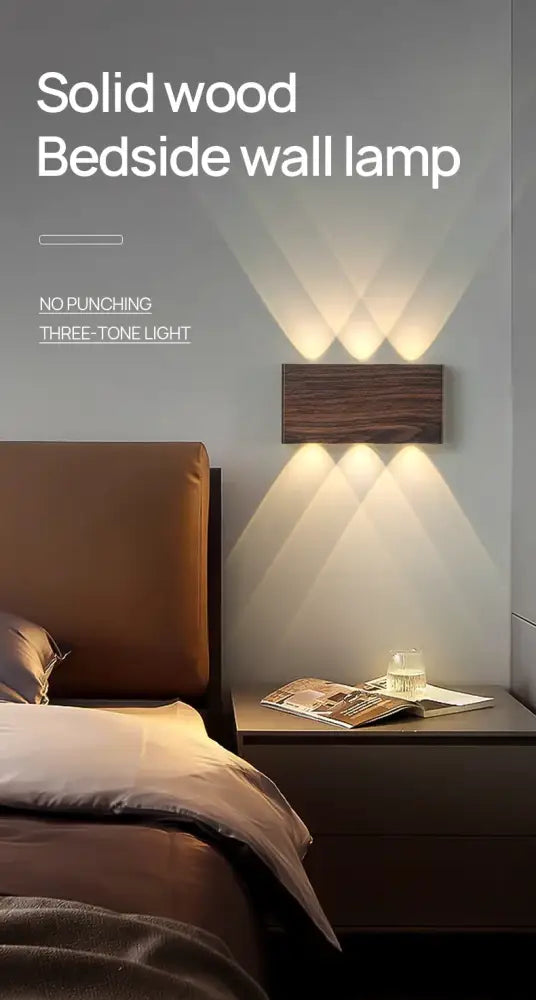 Wooden bedside wall lamp led wall sconce by decorbites battery operated for ambient lighting