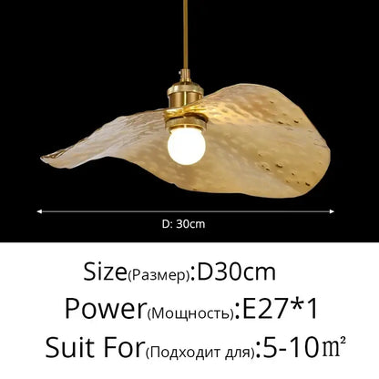 Gold-toned hammered glass pendant light with brass fixture and e27 bulb for dining room by decorbites lotus flower