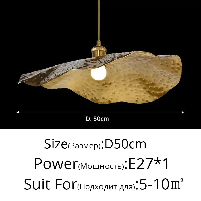 Gold-colored hammered metal pendant light with textured lotus flower design decorbites lotus flower for dining room
