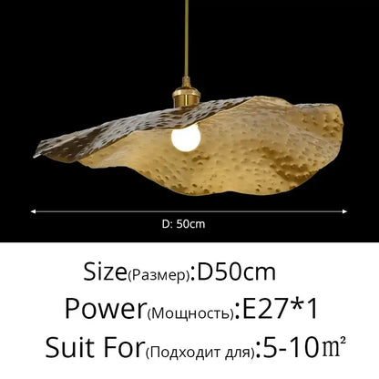 Gold-colored hammered metal pendant light with textured lotus flower design decorbites lotus flower for dining room