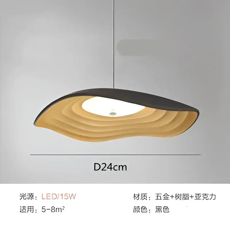 Black decorbites lotus leaf chandelier pendant light with layered wave design made of brass and acrylic materials