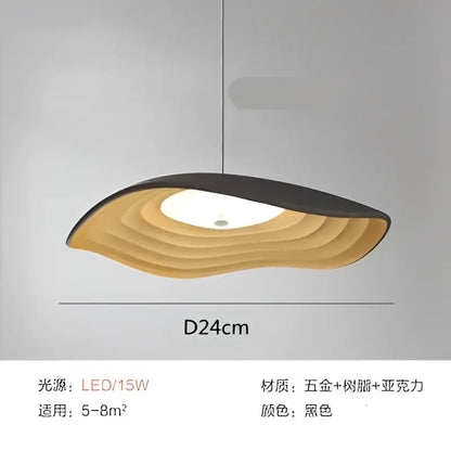 Black decorbites lotus leaf chandelier pendant light with layered wave design made of brass and acrylic materials