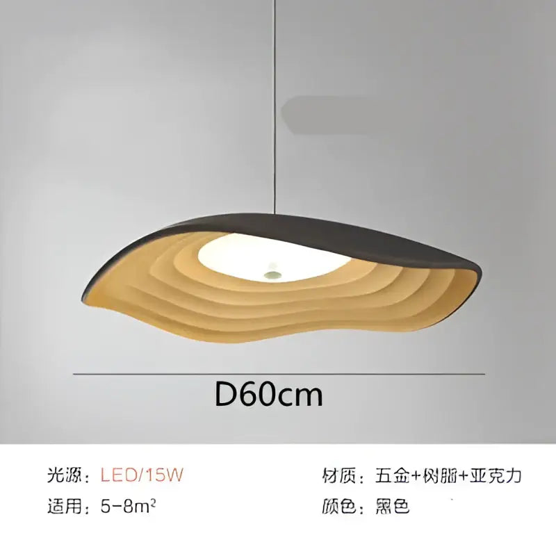 Black decorbites lotus leaf chandelier pendant light with wave-like brass and acrylic layers in nordic minimalist style