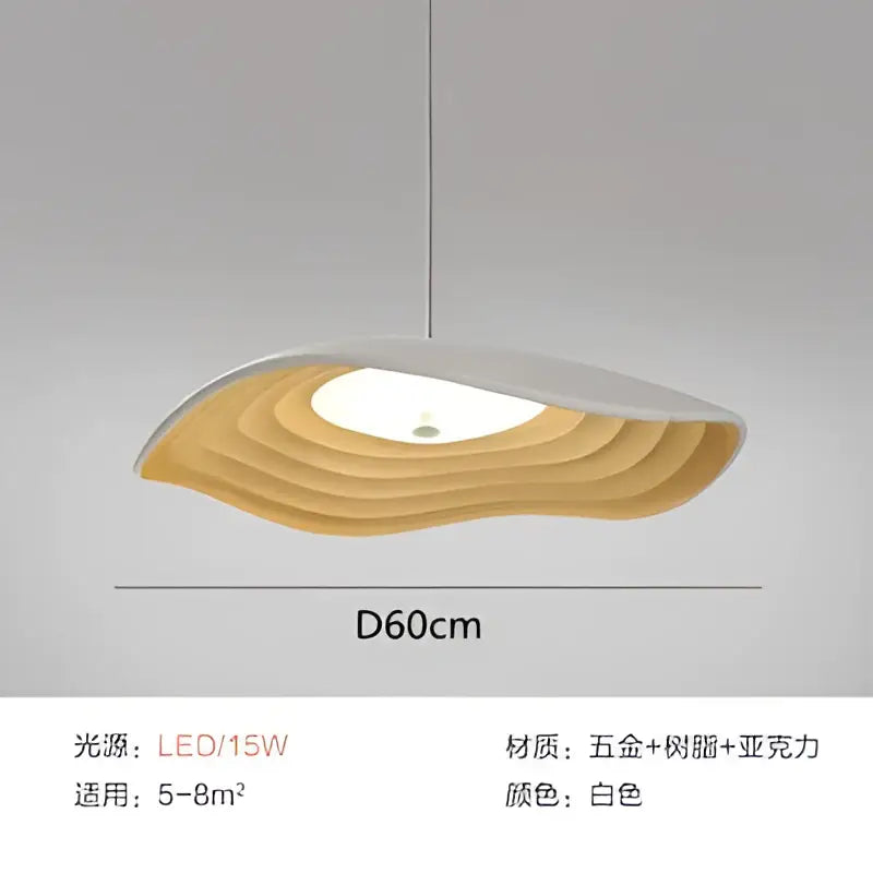 White decorbites lotus leaf chandelier pendant light with layered wave-like wooden and acrylic nordic minimalist design