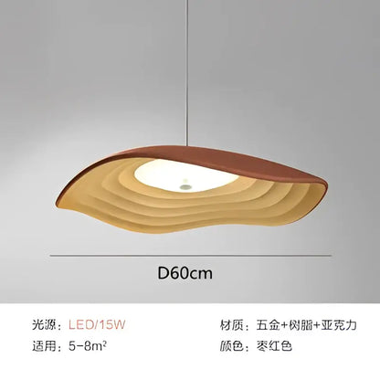 DecorBites lotus leaf chandelier modern LED pendant light with warm amber hue and layered wooden acrylic texture