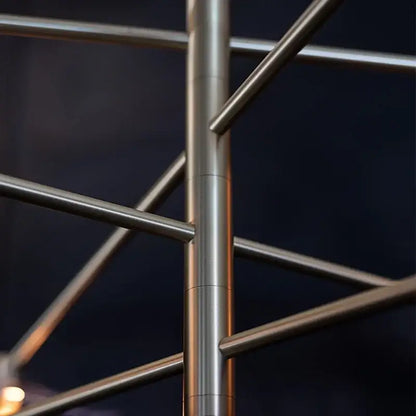 Stainless steel tripod stand with polished finish and intersecting bars for decorbites lotus leaf glass ceiling chandelier
