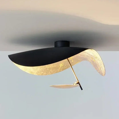 Modern black and gold decorbites lotus leaf led ceiling chandelier with sleek sculptural leaf design for indoor lighting