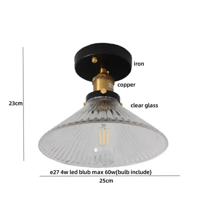 Clear glass ribbed pendant ceiling lamp with black iron base and brass copper accents by decorbites lotus leaf led