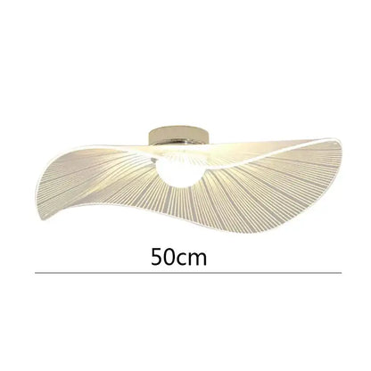 Modern nordic pendant light with sleek curved translucent white panels featuring subtle radial lines by decorbites lotus leaf