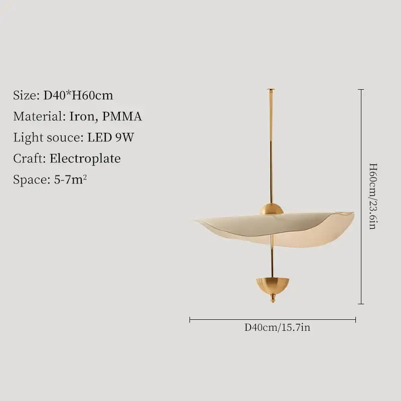 Gold electroplated iron and pmma decorbites lotus leaf pendant lamp with sleek curved shade for luxury living room decor