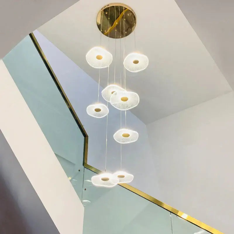 Modern white decorbites lotus leaf nordic chandelier with gold accents and circular ceiling mount for elegant home decor