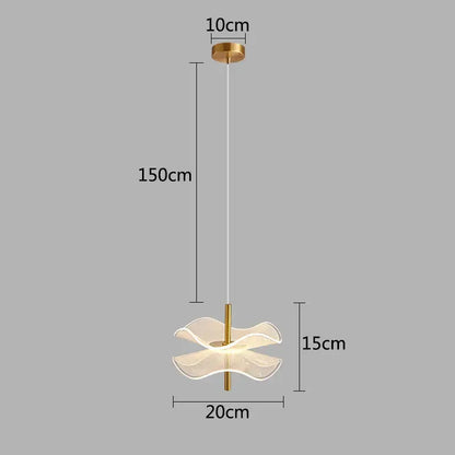 DecorBites lotus leaf pendant light with gold metal frame and translucent petal-shaped glass diffusers for restaurant and bedroom lighting