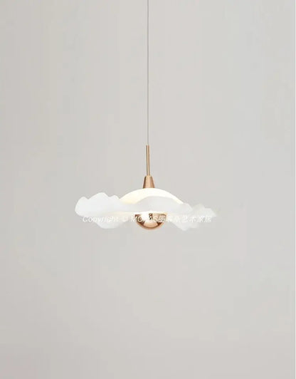 Decorbites lotus leaf pendant light with a delicate white cloud-shaped shade and rose gold metal fixture for minimalist decor