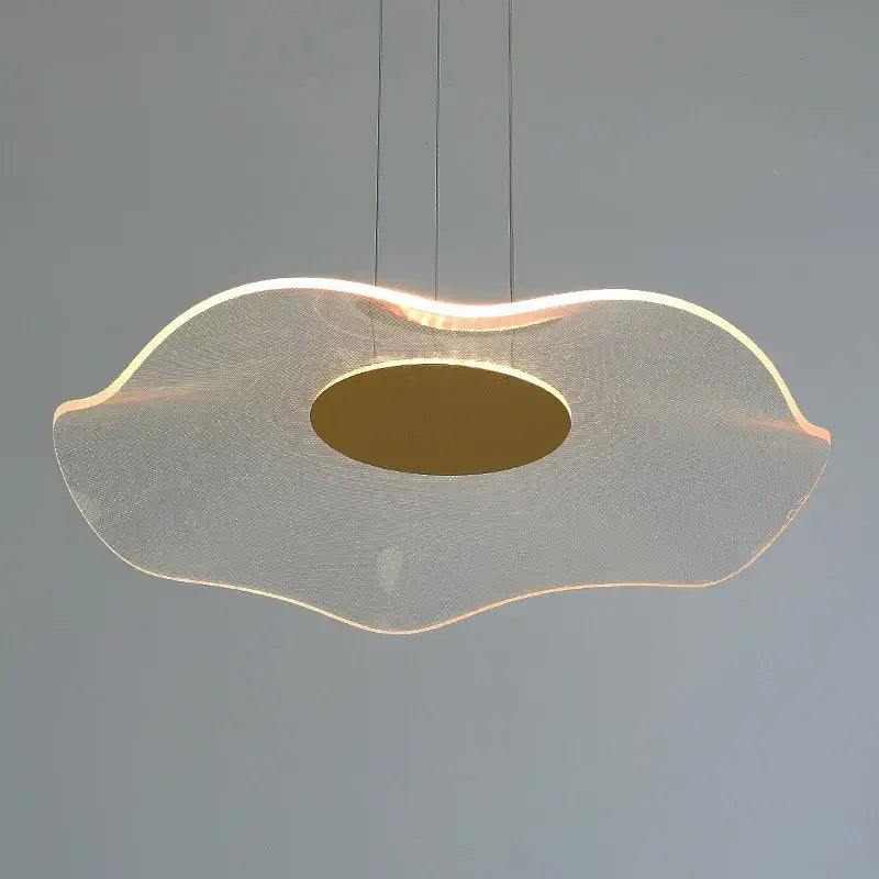 Modern pendant lights decorbites lotus leaf pendant with translucent wave-shaped mesh and warm led glow for living room