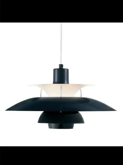 Black matte-finished layered loui led pendant light with sleek modern design for kitchen and living room lighting