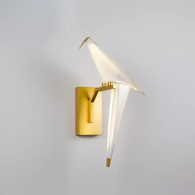 Decorbites™ love bird led wall sconce in gold-toned iron with translucent glass wings for bedroom corridor lighting