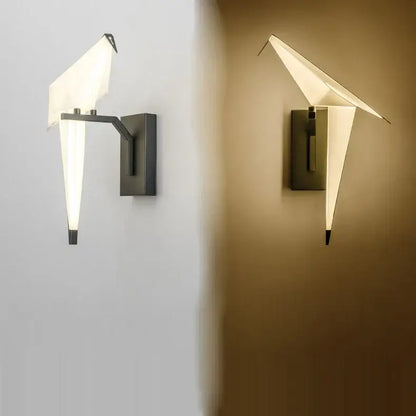 DecorBites™ love bird led wall sconce with black iron base and translucent white acryl body for bedroom corridor lighting