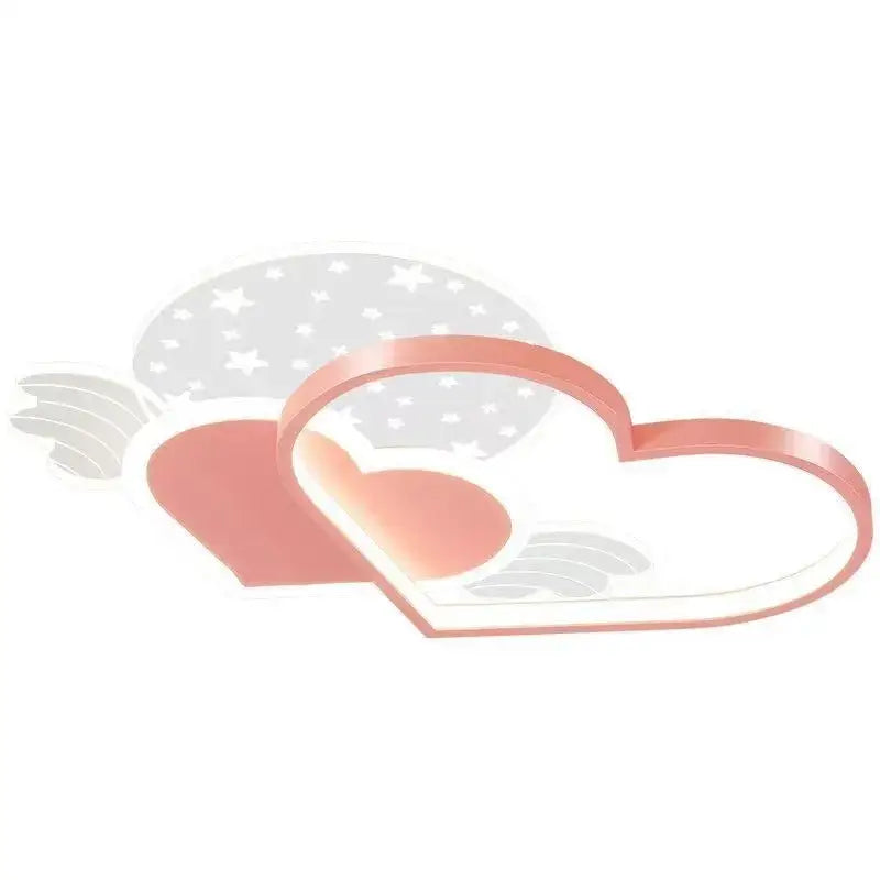 Rose gold decorbites love ceiling heart-shaped lamp with angel wings star-patterned cloud for boys and girls room