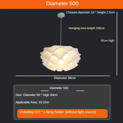 Decorbites love me not chandelier simple white flower lamp with petal-shaped layered design and e27 bulb holder
