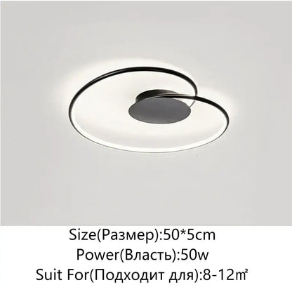 Modern black circular led ceiling light with sleek minimalist design by DecorBites love shaped for bedroom and living room