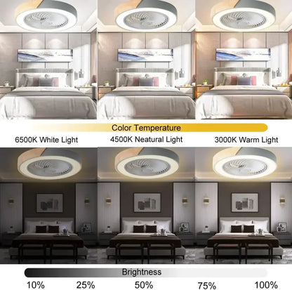 Modern circular decorbites low profile wood ceiling fan light with remote control and adjustable LED brightness settings