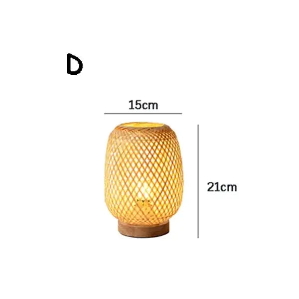 A warm glowing bamboo floor lamp with woven lattice design and wooden base from decorbites lucide colin rattan collection