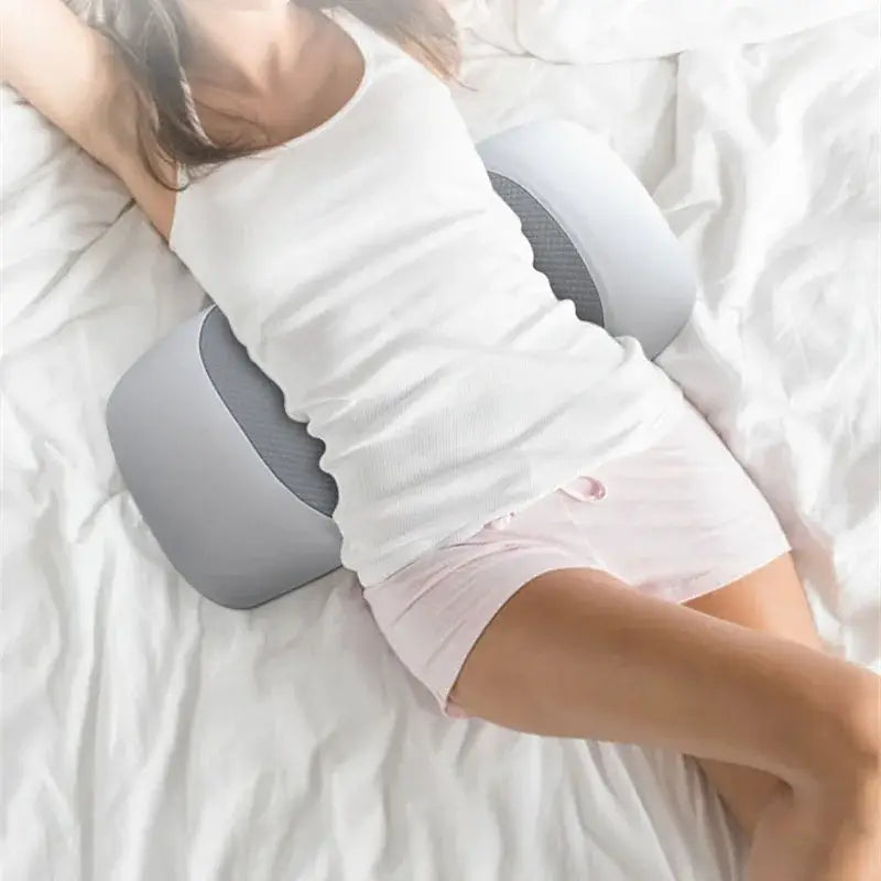 Gray and black decorbites memory foam pillow with contoured shape and soft fabric for lumbar and neck support