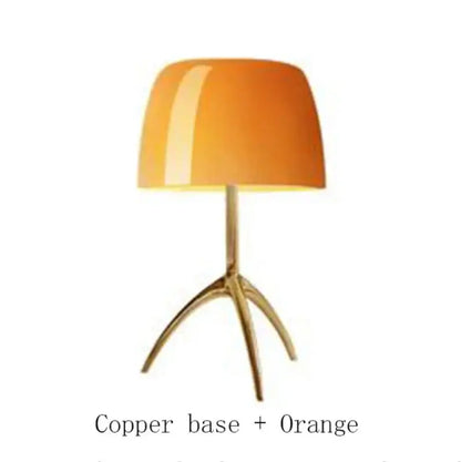 Orange DecorBites Lumiere glass table lamp with copper base modern LED desk light for bedroom and living room