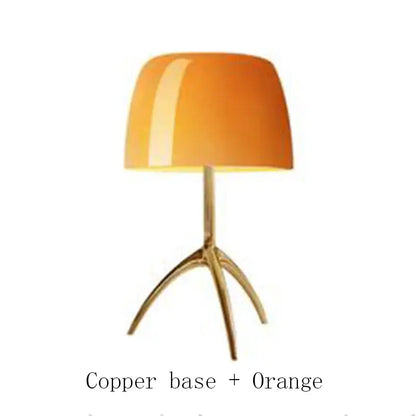 Orange glass table lamp with copper tripod base decorbites lumiere piccola chrome bedside LED light
