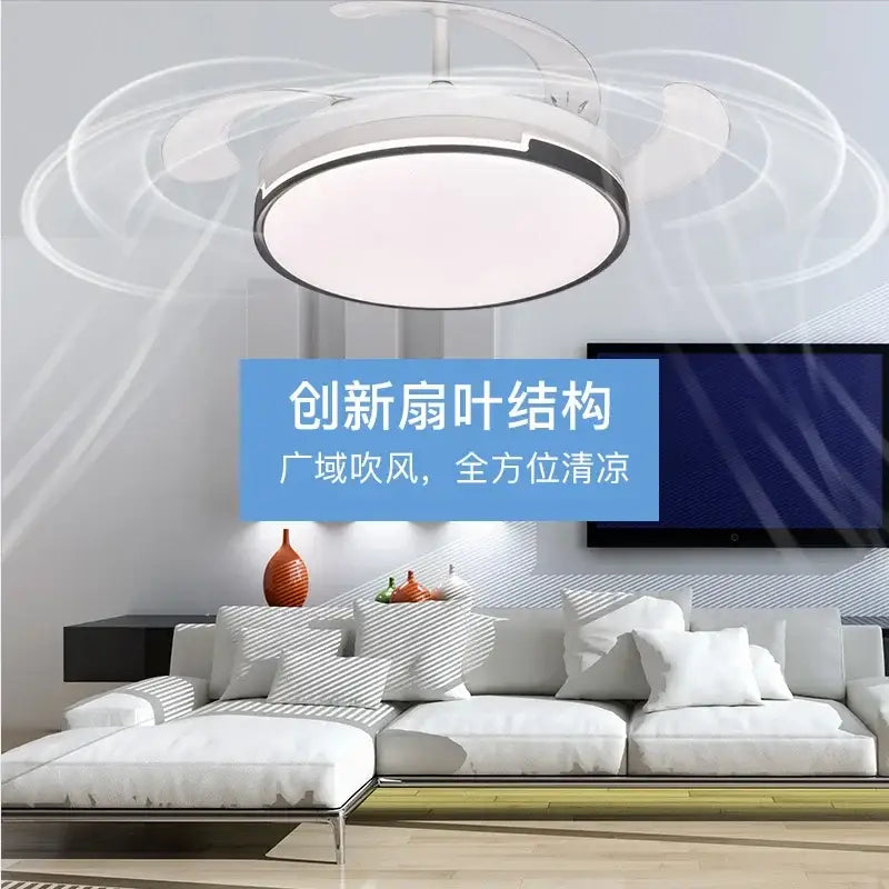 Modern white DecorBites luminous LED fandelier fan with sleek circular design, integrated lighting, and remote control