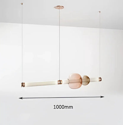 Decorbites luna glass tube chandelier with sleek translucent pink and clear glass segments and metallic fittings for kitchens