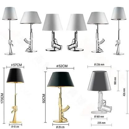DecorBites™ luxe gold and silver ak47 led floor lamps with metallic finish and matching shades for modern decor