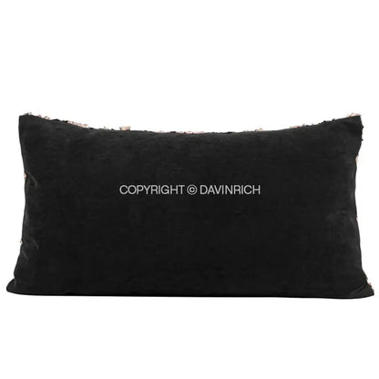 Black velvet rectangular cushion cover with frayed edges and subtle texture for decorbites luxe gold foil fabric design