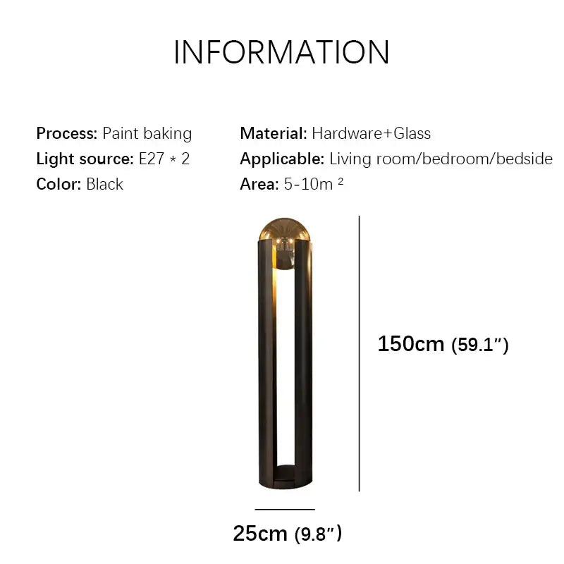 Black modern floor lamp with gold-toned glass top featuring sleek cylindrical design from decorbites luxe nordic led collection