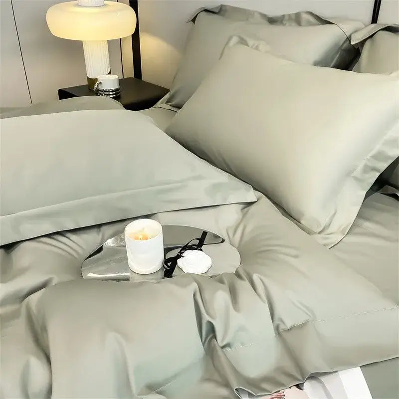 Silk-gray satin pillowcases from the decorbites luxurious 1000tc egyptian cotton bedding set with duvet cover and fitted sheet