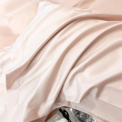 Soft blush pink satin pillowcase from decorbites 1000tc egyptian cotton bedding set with duvet cover and fitted sheet
