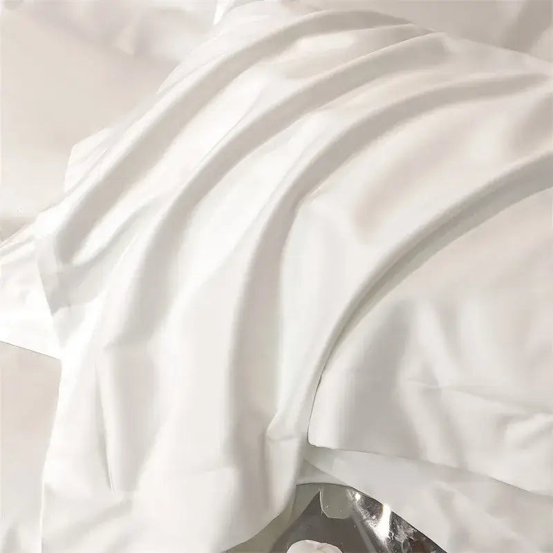 White satin fabric with smooth flowing folds and subtle sheen in decorbites™ luxurious 1000tc egyptian cotton duvet cover