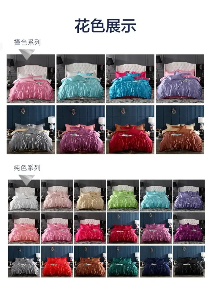Luxurious decorbites satin duvet cover set in vibrant colors with plush ruffled texture pcs suitable for bed sheets