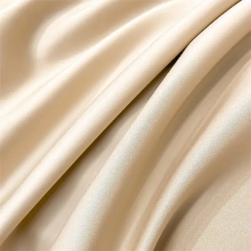 Cream-colored satin 1000tc duvet cover from decorbites™ luxurious egyptian cotton bedding set with smooth glossy finish