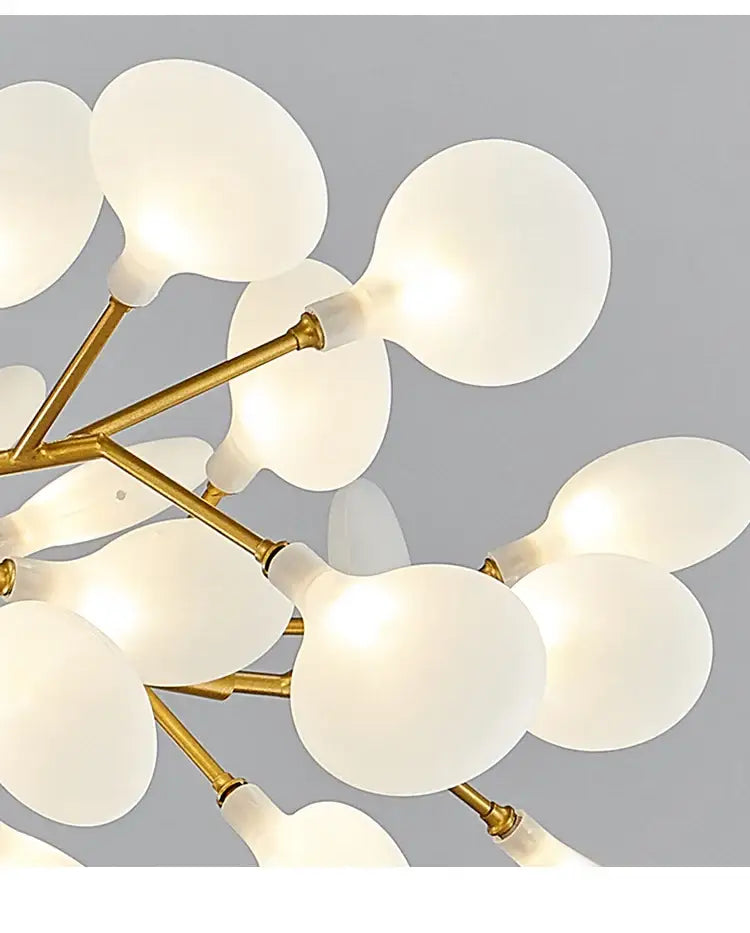 Modern decorbites™ luxurious golden led chandelier with frosted white glass globes and gold-toned metal arms