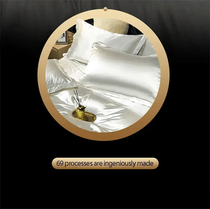 White satin pillowcases with a smooth glossy finish from decorbites™ luxurious mulberry silk bedding set with duvet cover