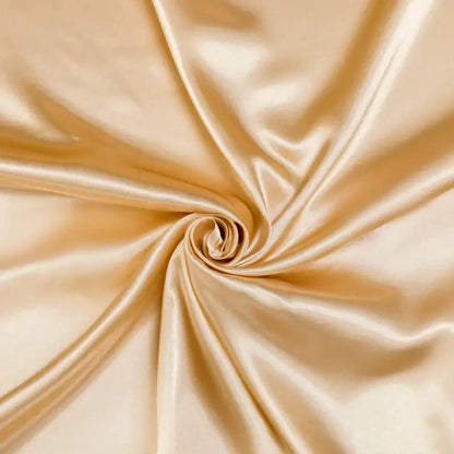Decorbites™ luxurious solid color satin bedding set flat sheet in light gold with smooth glossy finish and elegant folds