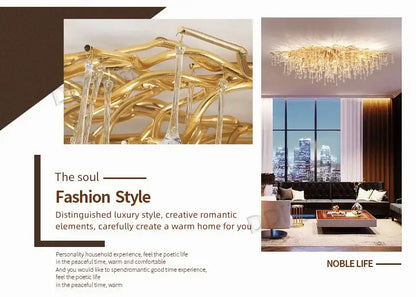 Decorbites luxury crystal chandelier with gold-toned frame and cascading crystal droplets for elegant home decor