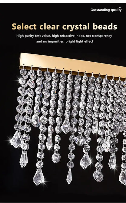 Decorbites™ luxury crystal chandelier pendant light with clear crystal beads and gold-toned frame modern luster pendant