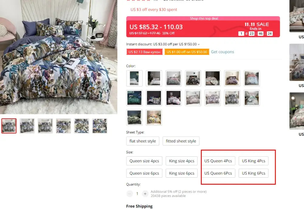 DecorBites luxury flamingo leaf duvet cover set in blue green and white cotton with pillowcases for queen size bed