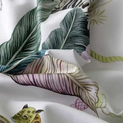 Decorbites luxury flamingo leaf bedding set queen king size white duvet cover with tropical green banana leaves and zebra stripes pieces pillowcases 48*74cm