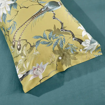 Yellow pillowcase from decorbites luxury flamingo leaf bedding set with elegant bird floral pattern 48 74cm pieces pillowcases